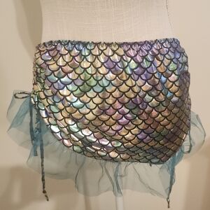 Mermaid Scale Beach Coverup Skirt with Teal Accents